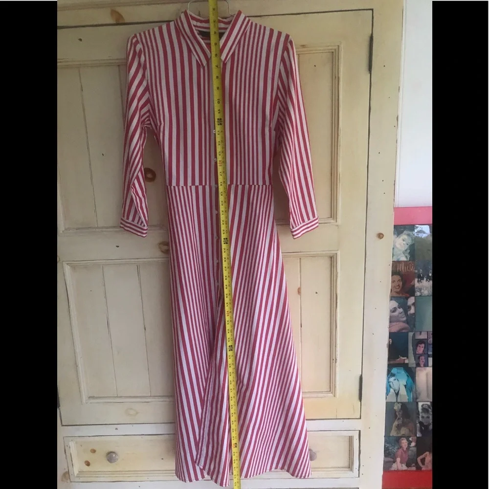 Zara Woman Red & White Striped Cotton Cala Dress.  EUC. - Picture 9 of 12